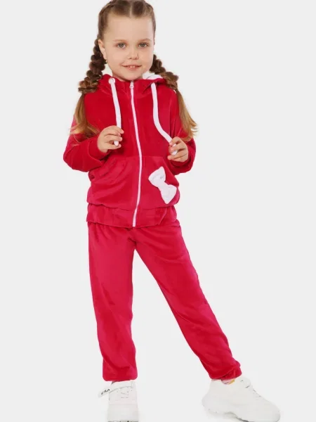 Велюровий Дитячий Спортивний костюм Timbo малиновий