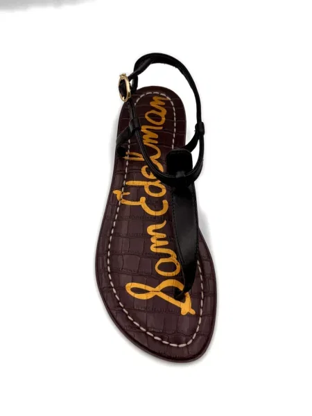 Kožne remenčić sandale Sam Edelman sa kopčom crna