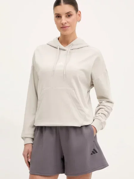 Суичър с качулка Adidas с качулка бежово
