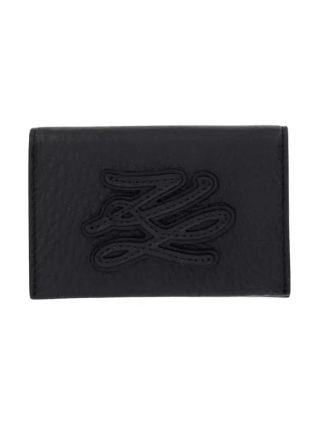 Karl Lagerfeld etui na karty skórzane K/AUTOGRAPH czarny