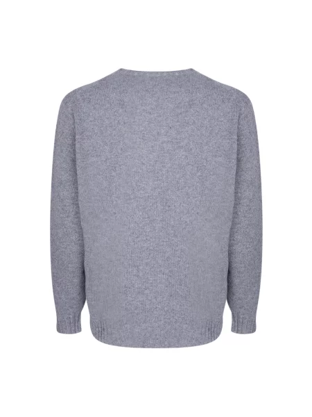Sweter Dell'oglio wełniany z długim rękawem klasyczny szary