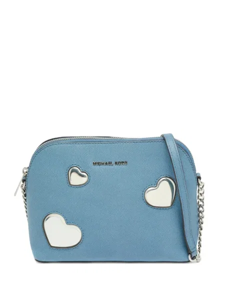 Body Michael Michael Kors cu franjuri din piele cu motiv cu inimi albastru