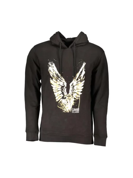 Bluza z kapturem Cavalli Class z długim rękawem czarna