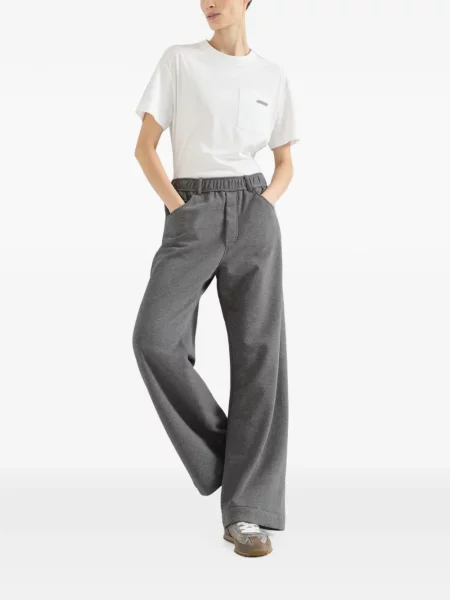 Pantaloni Brunello Cucinelli din material terry gri