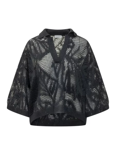 Dzianinowy sweter Brunello Cucinelli niebieski