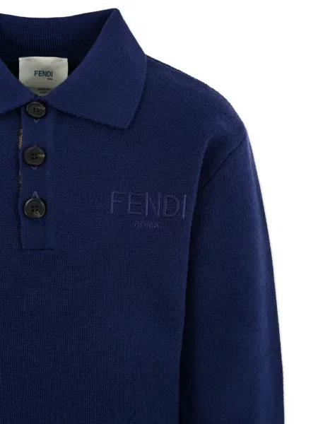 Koszulka polo dziecięca Fendi niebieska