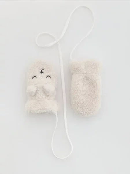 Reserved Рукавички-мітенки на шнурку кремовий 