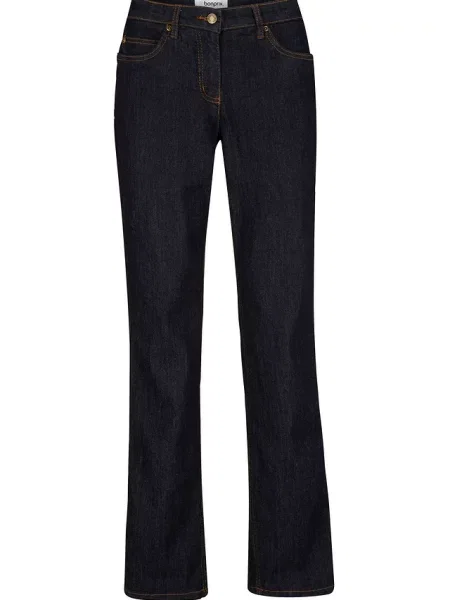 Jeansy ze stretchem straight mid waist niebieskie