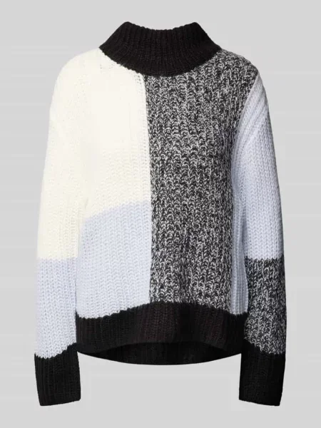 Sweter o luźnym kroju z dzianiny z dodatkiem wełny w stylu Colour Blocking Tom Tailor