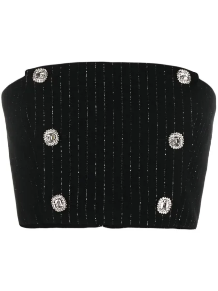 Bluzka Alessandra Rich w paski z kryształkami czarna