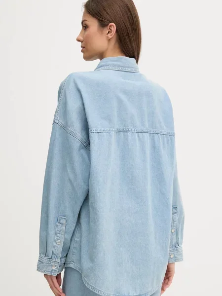 Džínová košile Calvin Klein Jeans relaxed s klasickým límcem modrá