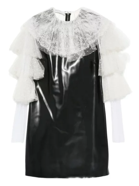 Rochie mini Philosophy Di Lorenzo Serafini cu volane din dantelă de costum negru