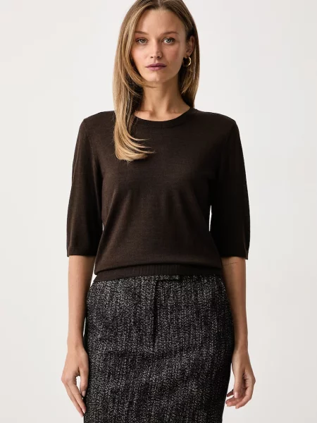 Officine Generale tricou pentru femei cu lână MAINA maro