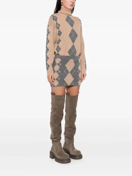 Mała mały spódnica mini Retrofete z wzorem argyle szara