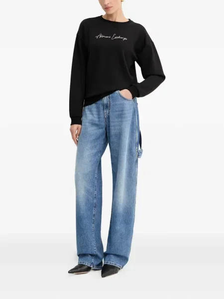 Hanorac crewneck Armani Exchange cu decolteu rotund negru