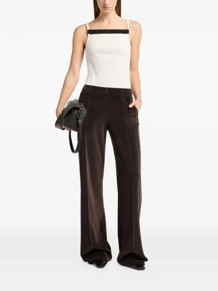 Pantaloni Courreges de catifea alergare roșu