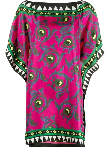 Rochie mini La Doublej de mătase cu model floral cu imagine roz