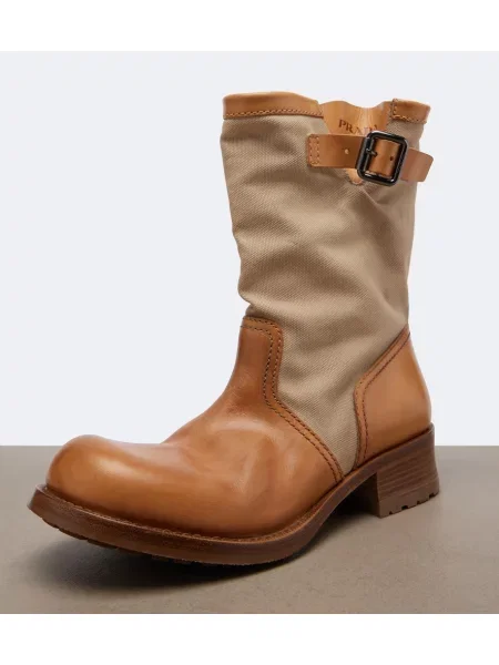 Botine Prada din piele maro