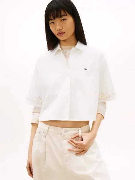 Tommy Jeans Cămașă | Cropped Fit | cu adaos de in