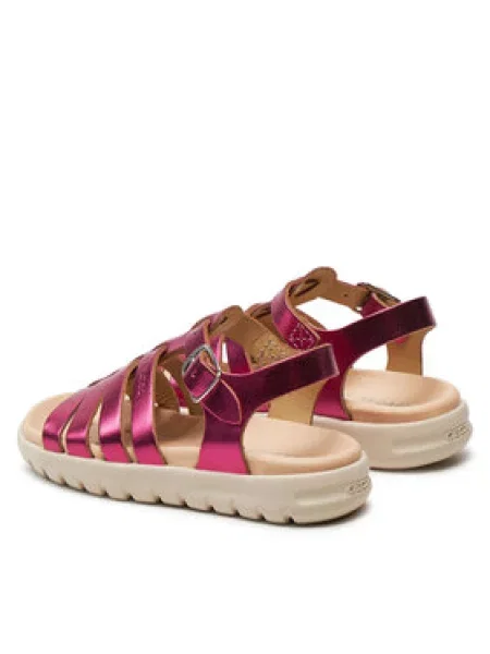 Geox Otroški usnjeni sandali SANDAL SOLEIMA vijolična