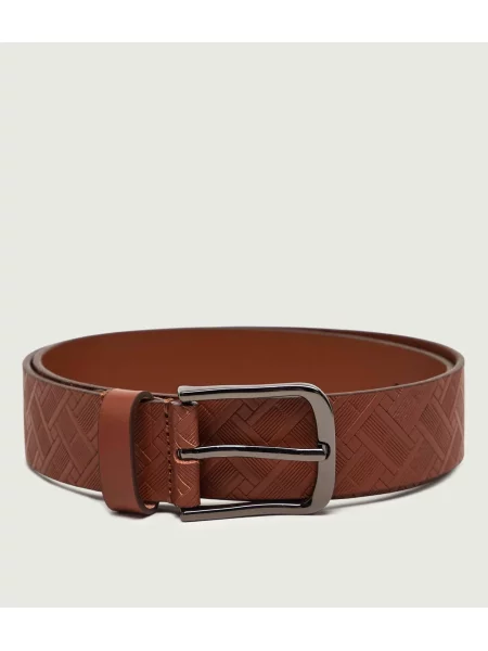 Tommy Hilfiger Curea de piele TH Flag Monogram maro