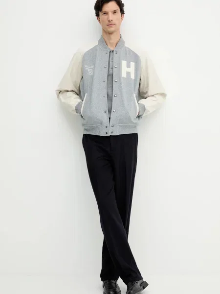 Tommy Hilfiger Geacă bomber Mix Media Varsity gri