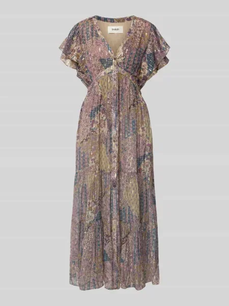 Sukienka midi z mieszanki z rękawami z falbanami model PARETA' Bash