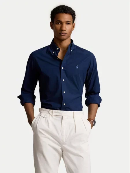 Polo Ralph Lauren Marškiniai Tamsiai Custom Fit mėlyna