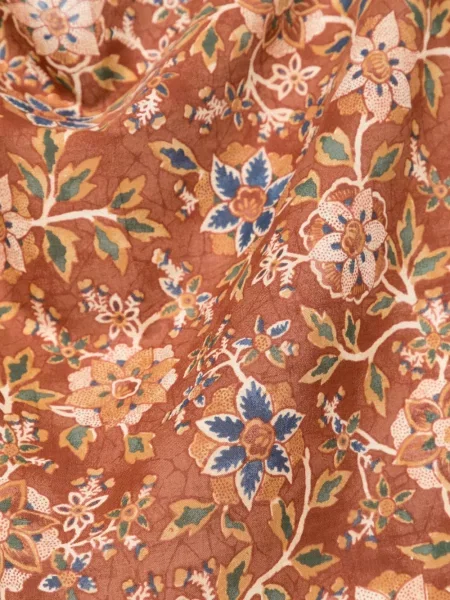 Fular Visvim cu model floral cu imagine maro