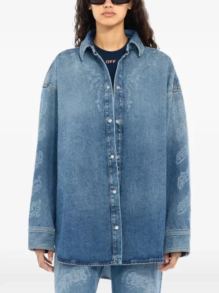 Geacă de blugi Off-white cu model paisley alb