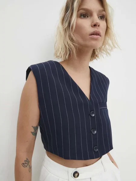 Елек Answear Lab с едно копче тъмносиньо