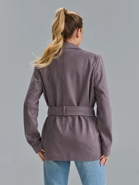 Жакет ISSA Plus штучна замша сірий