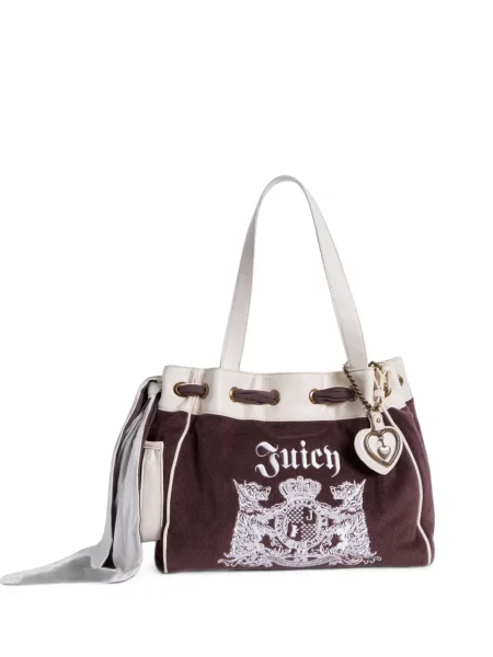 Geantă shopper Juicy Couture cu broderie maro