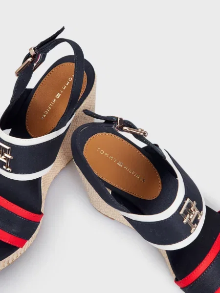 Босоножки Tommy Hilfiger на танкетке синие