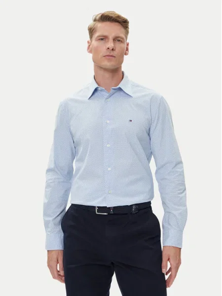Риза Tommy Hilfiger със стандартна кройка с класическа яка синьо