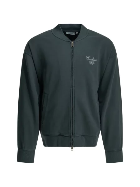 Hanorac cu fermoar Carhartt Wip cu broderie verde