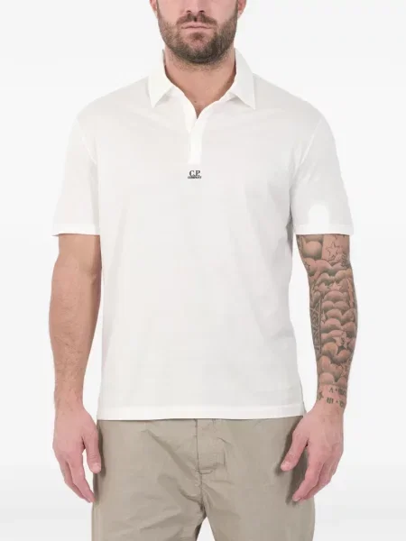 Tricou polo C.p. Company cu autograf alb