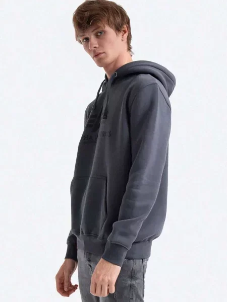 Geacă Alpha Industries cu glugă gri