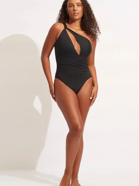 Seafolly strój kąpielowy jednoczęściowy One Shoulder czarny