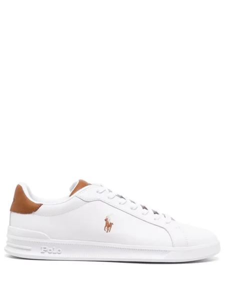 Sneakerși Polo Ralph Lauren cu broderie tricotate gri