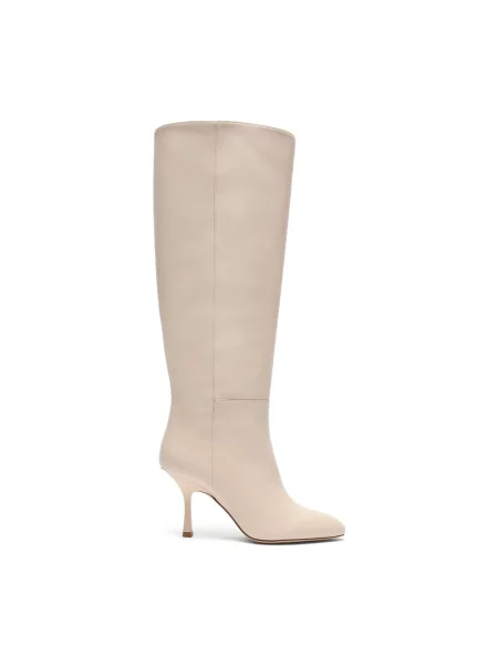 Lniane botki Stuart Weitzman beżowe