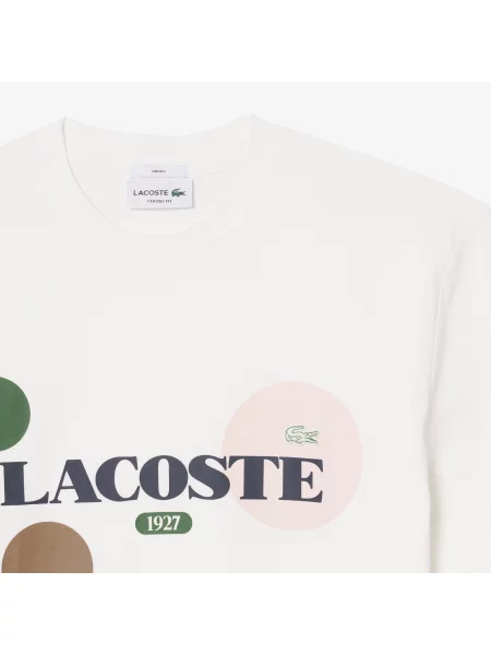 Lacoste Koszulka Z Bawełnianego Jerseyu Z Nadrukiem Graficznym biała