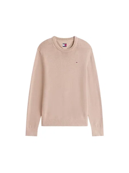 Lekki sweter Tommy Jeans z dekoltem w serek beżowy