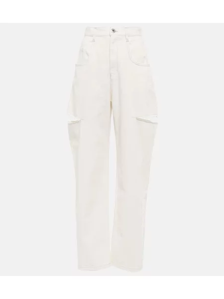 Blugi drepți Maison Margiela cu talie înaltă alb
