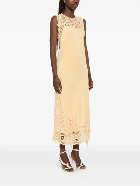 Midi haljina Ulla Johnson s čipkom žuta