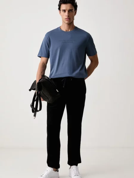 Armani Exchange tricou basic pentru bărbați din albastru