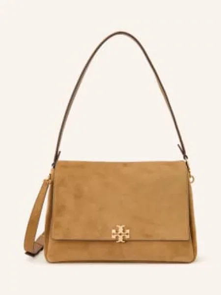 Tory Burch torebka zamszowa Charlie brązowa