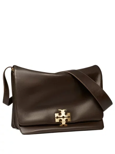 Geantă de mână Tory Burch mari cu autograf maro