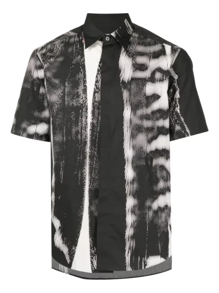 Къс риза Dunhill с принт с абстрактен десен черно