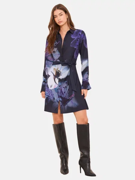 Lipsy Rochie tip bluză albastru / bleumarin / lila alb